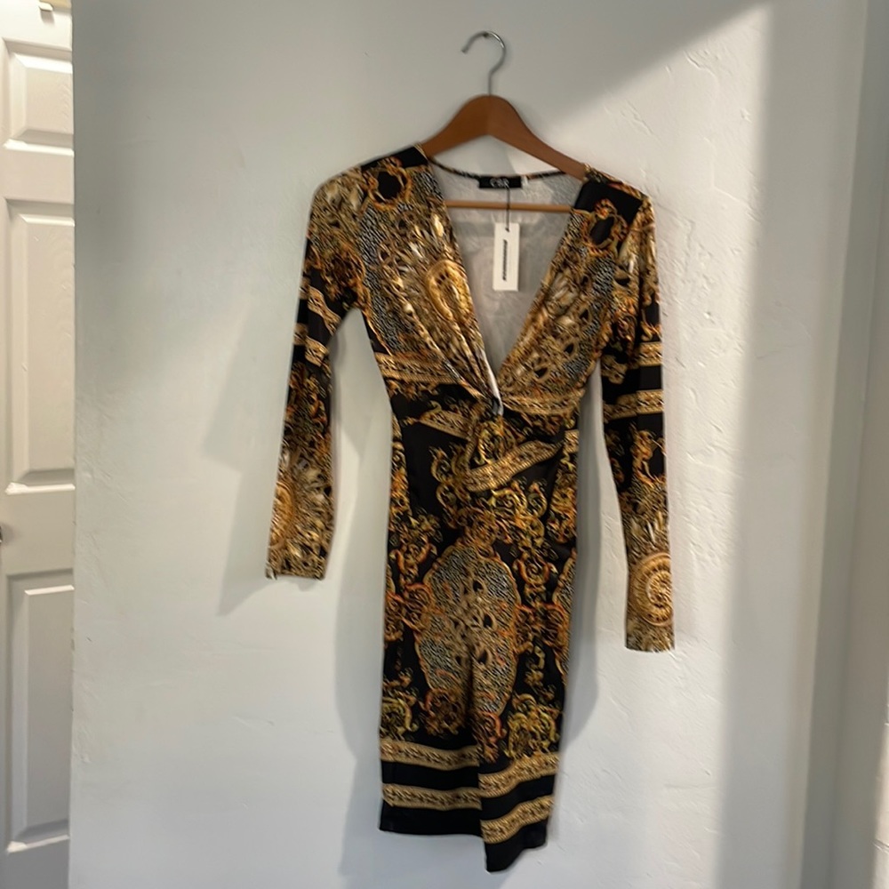 CBR new with tags colorful gold dress